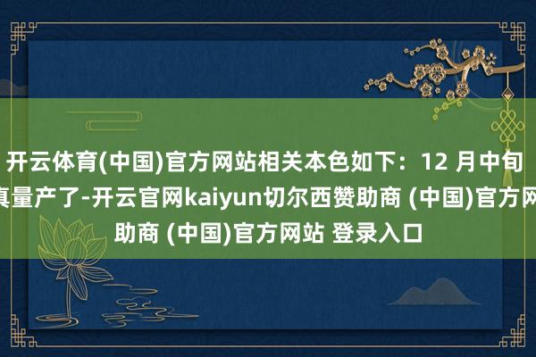开云体育(中国)官方网站相关本色如下：12 月中旬 AIB 启动认真量产了-开云官网kaiyun切尔西赞助商 (中国)官方网站 登录入口