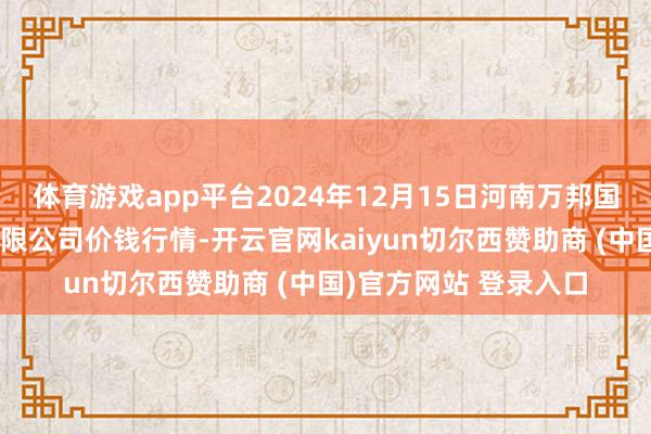 体育游戏app平台2024年12月15日河南万邦国外农居品物流股份有限公司价钱行情-开云官网kaiyun切尔西赞助商 (中国)官方网站 登录入口