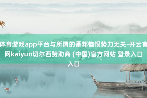 体育游戏app平台与所谓的番邦恼恨势力无关-开云官网kaiyun切尔西赞助商 (中国)官方网站 登录入口